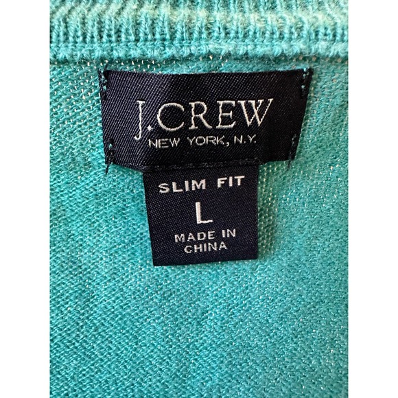 J.Crew Slim Fit V-Neck Sweater Men's Cotton/Cashmere Blend Med Teal Size Large - Picture 3 of 4